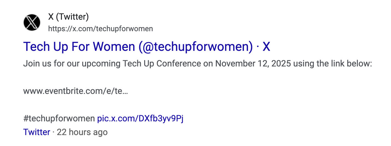 Twitter SERP feature on desktop results.
