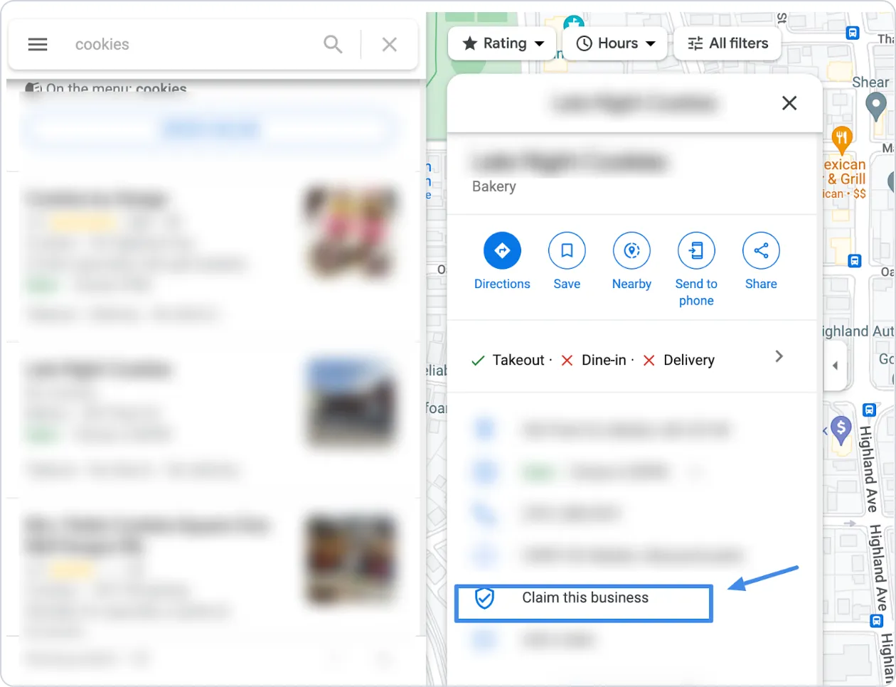 To claim your business, click on the shield with the check box to get started, as seen above.