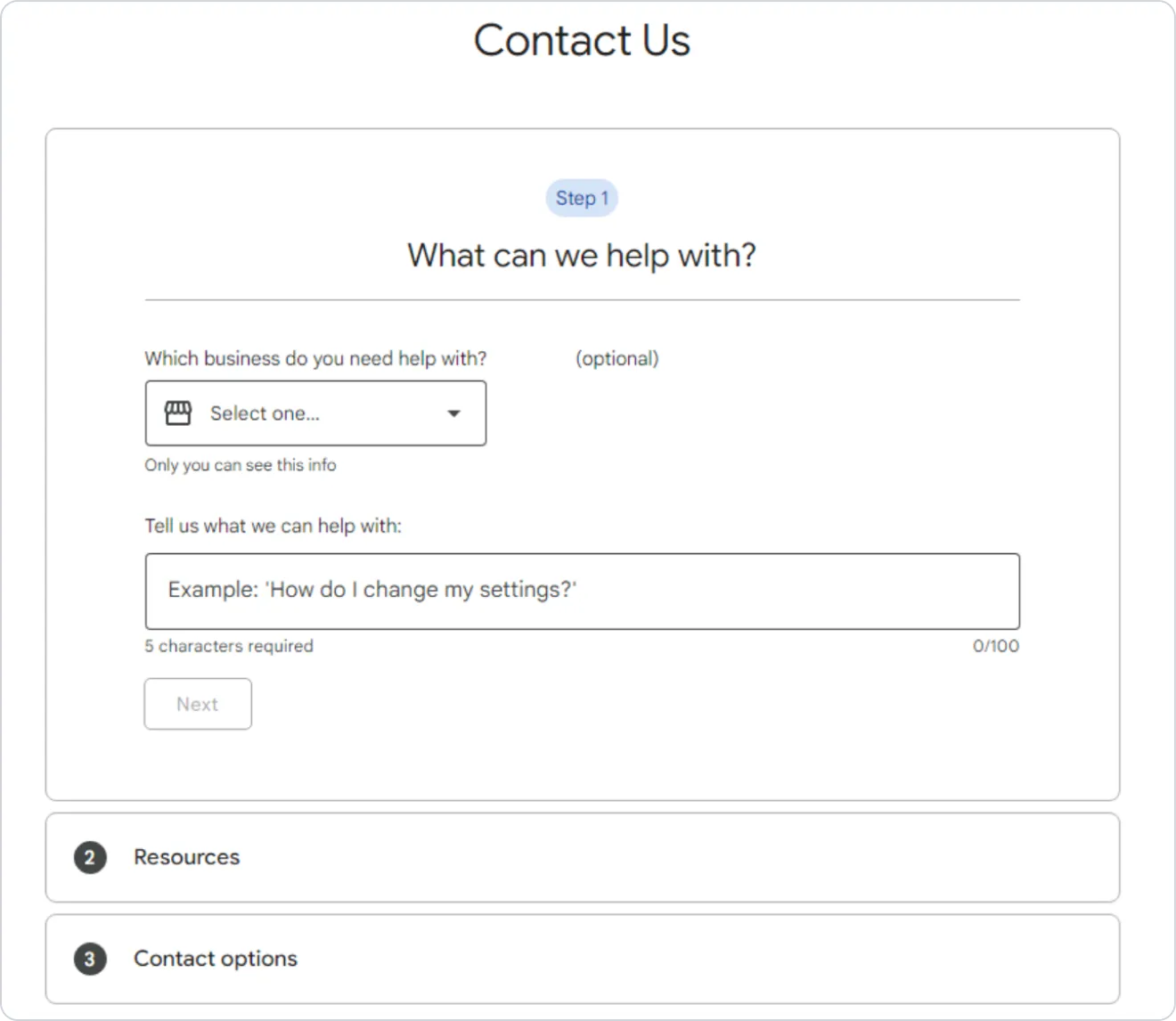 The contact form you need to use in order to merge Google Business Profile listings